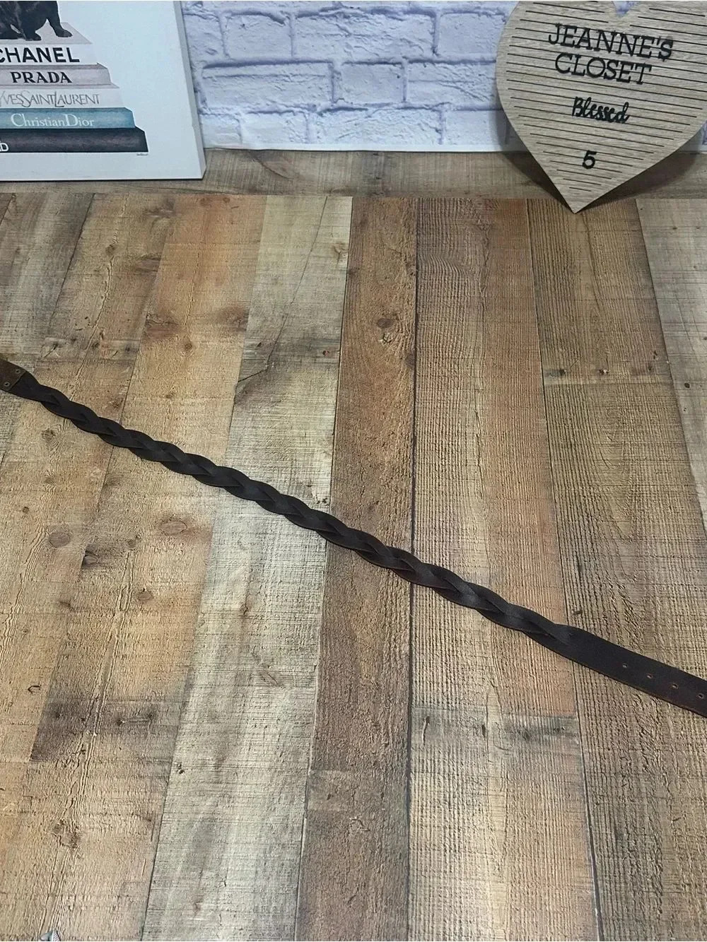 Vintage fossil braided brown leather belt